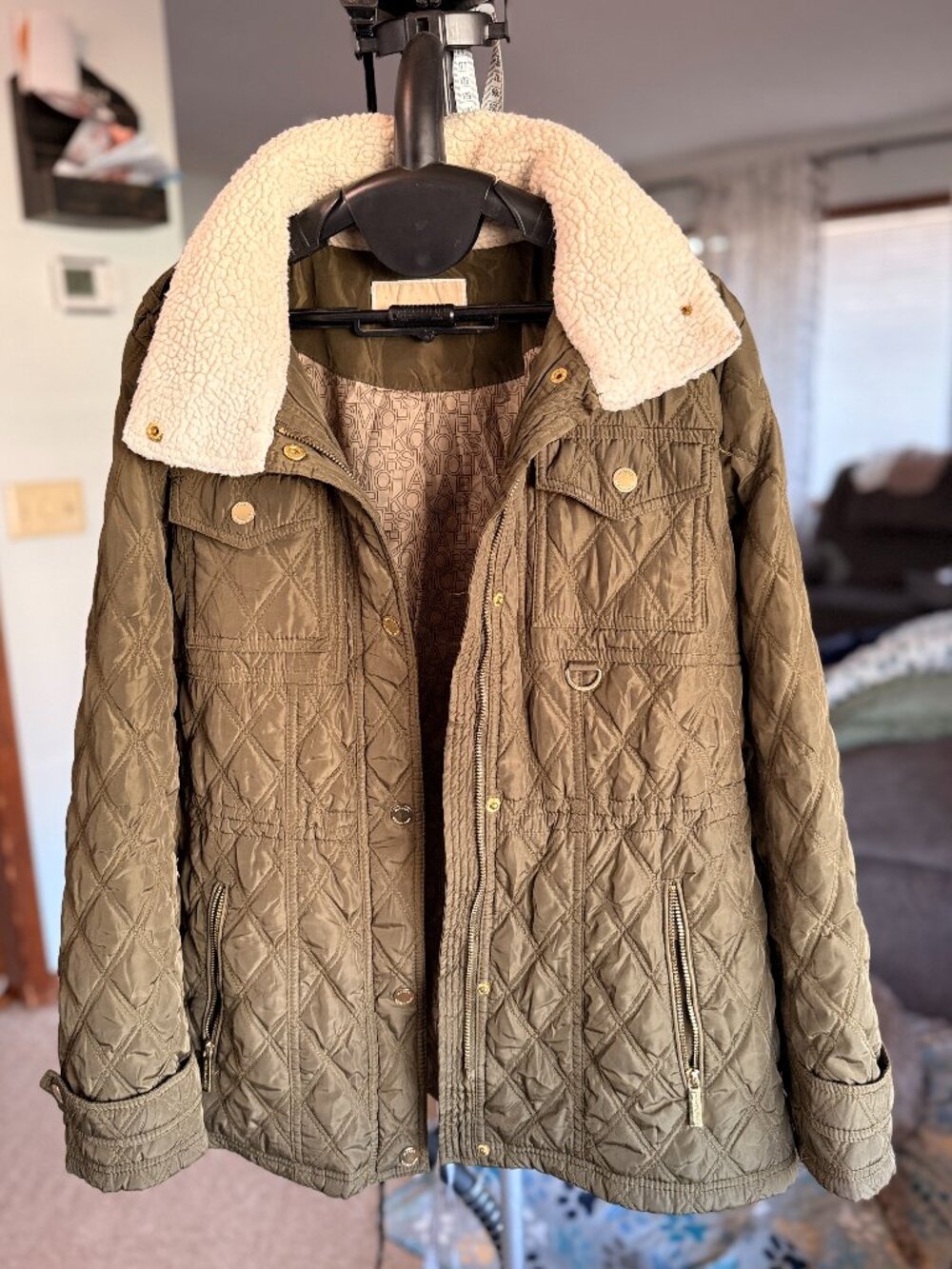 Michael Kors Olive Green Quilted Jacket Size M